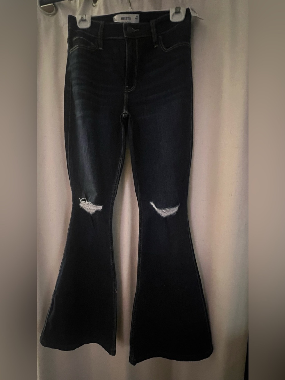 Hollister Dark Blue Distressed Flare Jeans